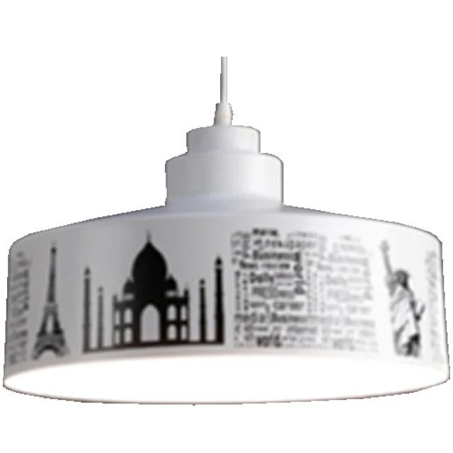 
Indoor Decorated Beautiful Handmade Decorated Hanging Indoor Decor White Powder Coated With News Print Design Pendent Lamp 