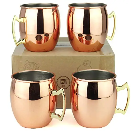 Shiny Polished Finishing Copper Water Drinking Mugs Set of 2 High Selling Moscow Mule Beer Cocktail Mugs Copper Metal Mug