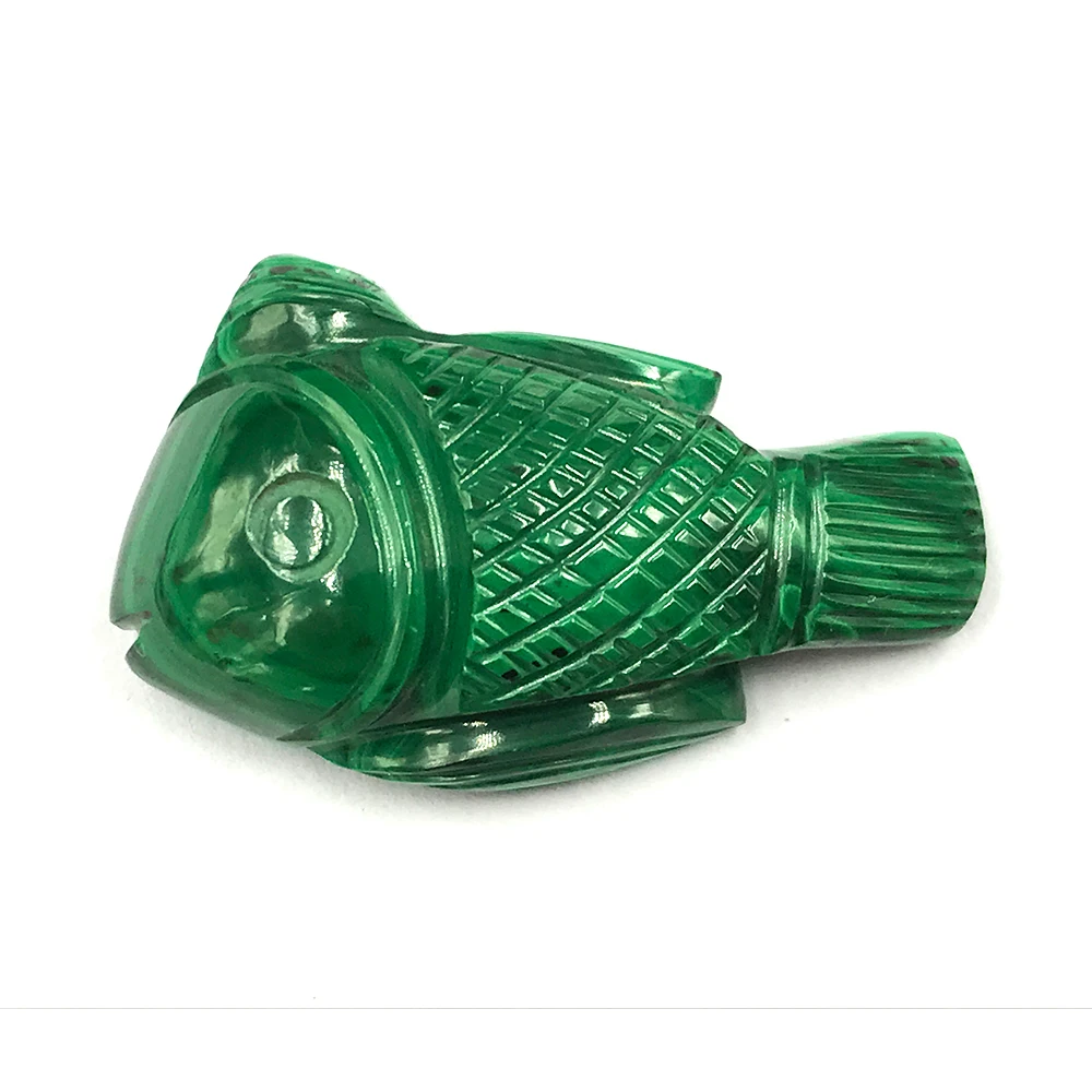 Натуральный Полудрагоценный малахит резной в форме рыбы