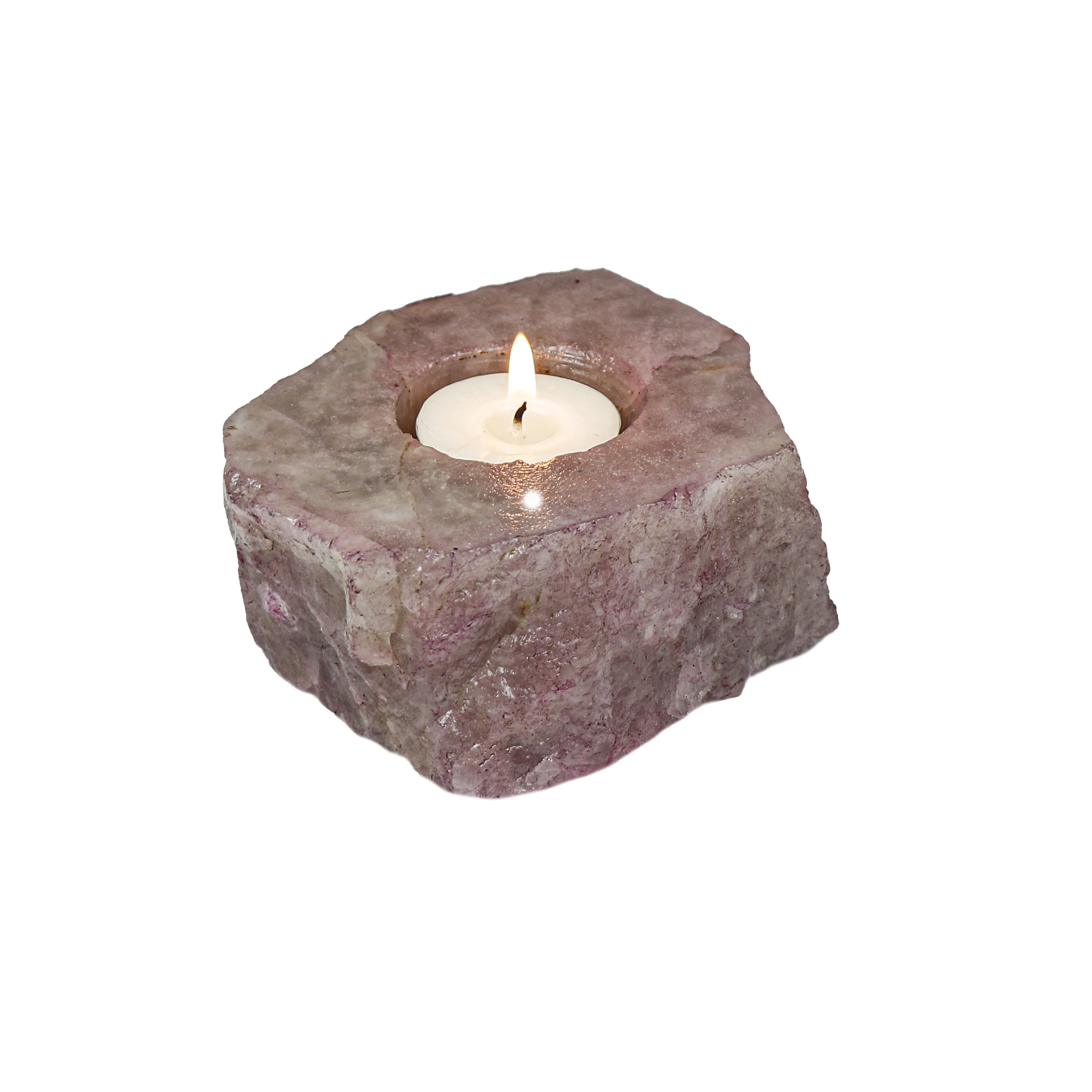 Rose Quartz Stone Tea light holder Decorative Precious stone candle holder for home & decor
