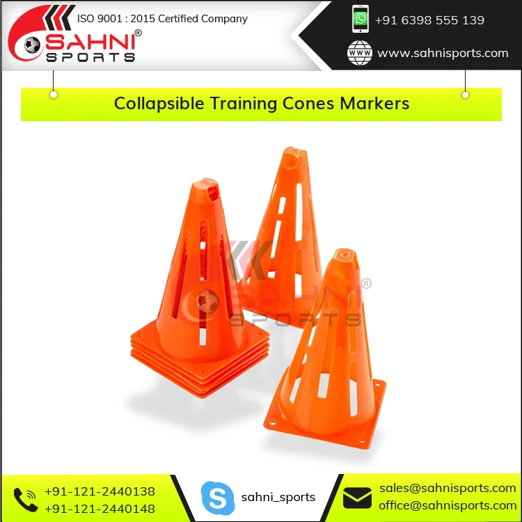 Superior Quality UV Resistant Collapsible Agility Training Cones-Soft PVC Vinyl Markers for Fitness Sports Training