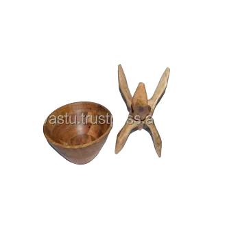Wooden  Three Leg Cobra Bowl Stand Made of  single wood With Fruit Bowl kitchen wares Table wares