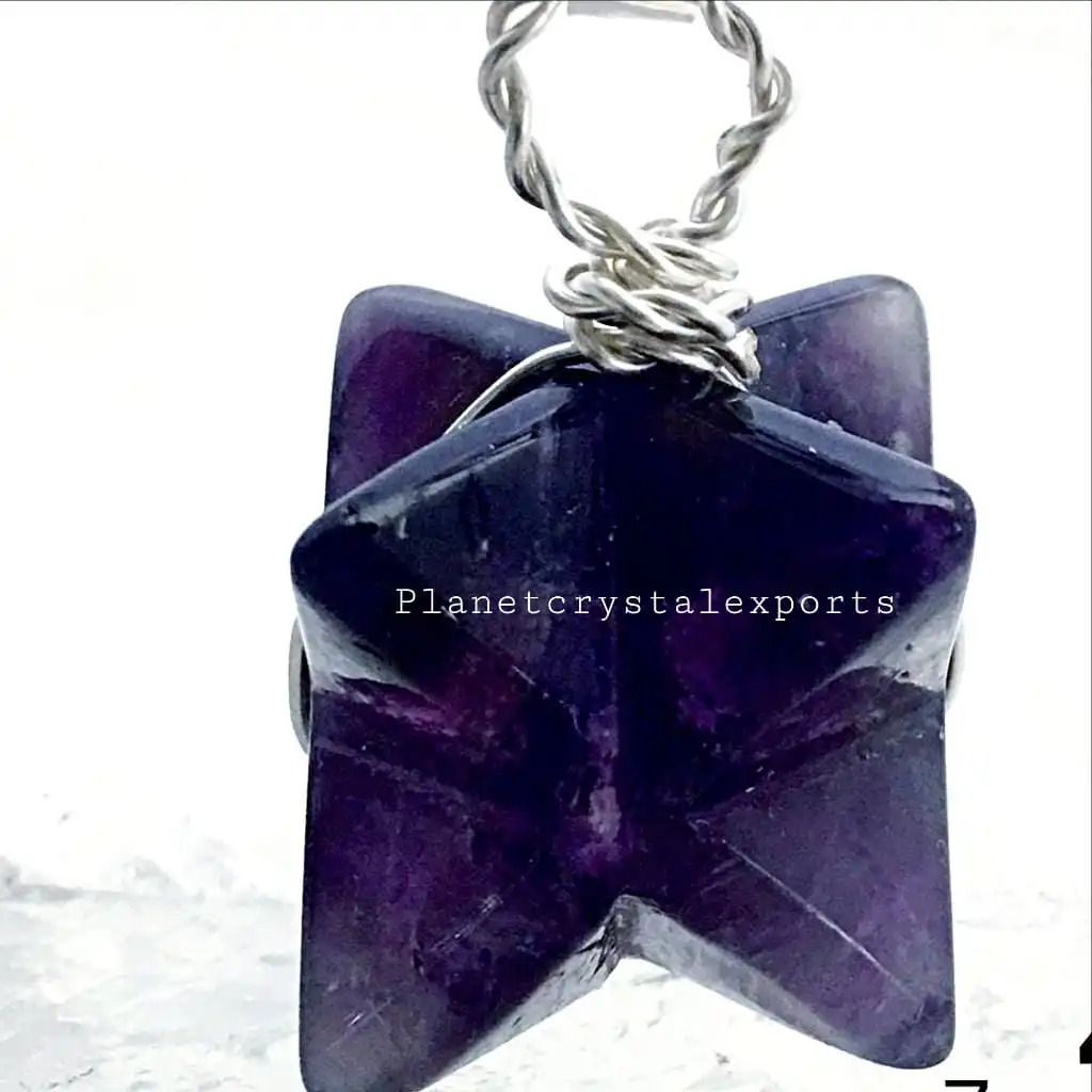 Высококачественный Аметист Меркаба звездный камень хрустальный кулон в виде проволоки для мужчин и женщин энергетический с драгоценным камнем