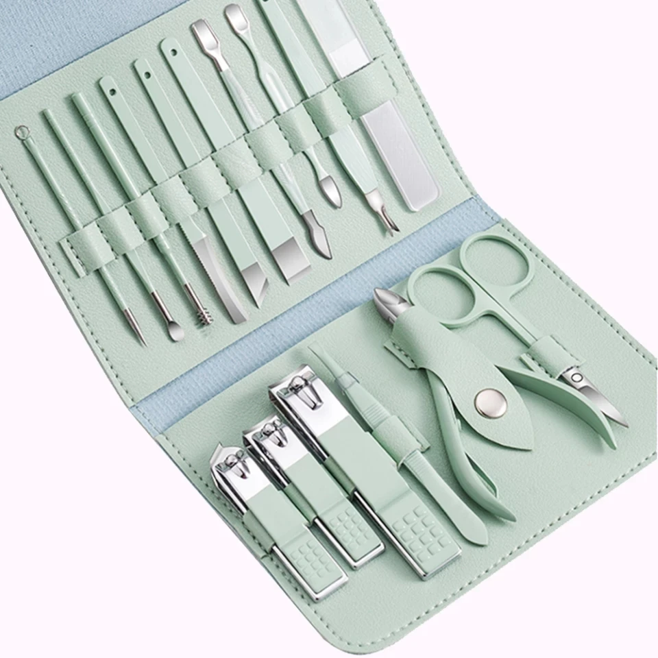 16 Pieces/set With  Case Nail Manicure Clippers Kit Pedicure Care Tools Nail Care Scissors Clippers Trimmer Nail Art Tools
