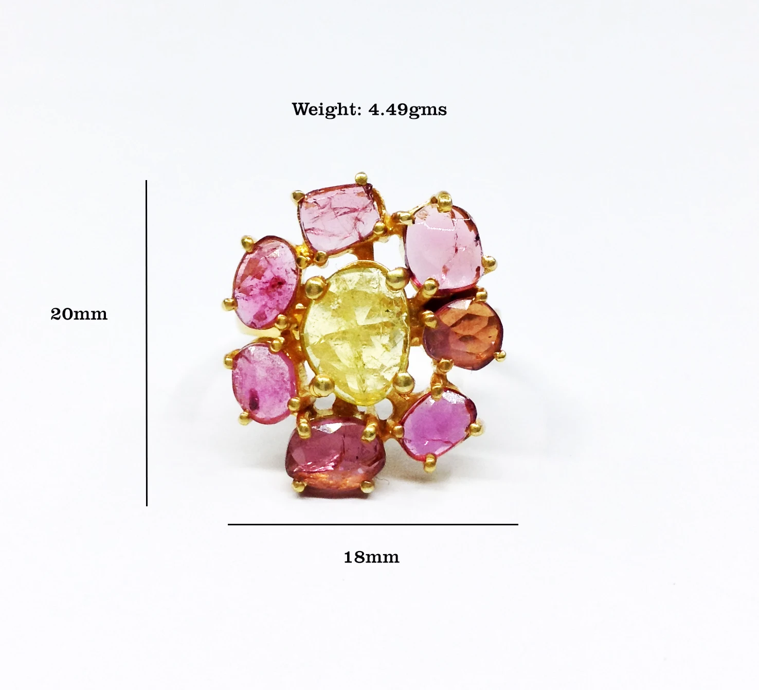 Sterling Silver 925 Gold Plated diamond Supplier Wholesaler Custom Handmade Unisex Everyday Wear Multi Tourmaline Gemstone Rings