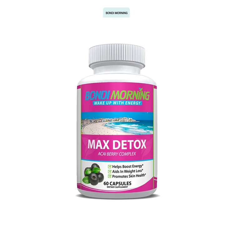Здоровая пищевая добавка Max Detox, капсулы с ягодой Асаи и папайей