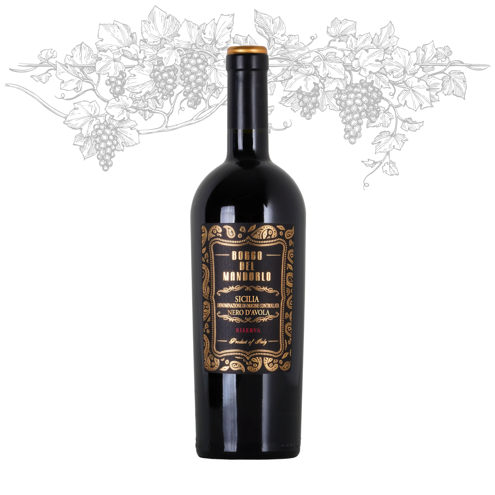 Красное вино премиум-класса Сделано в Италии-черный давола Сицилия доктор резерва Борго дель мандорло-бутылки 750 мл спирт 14%