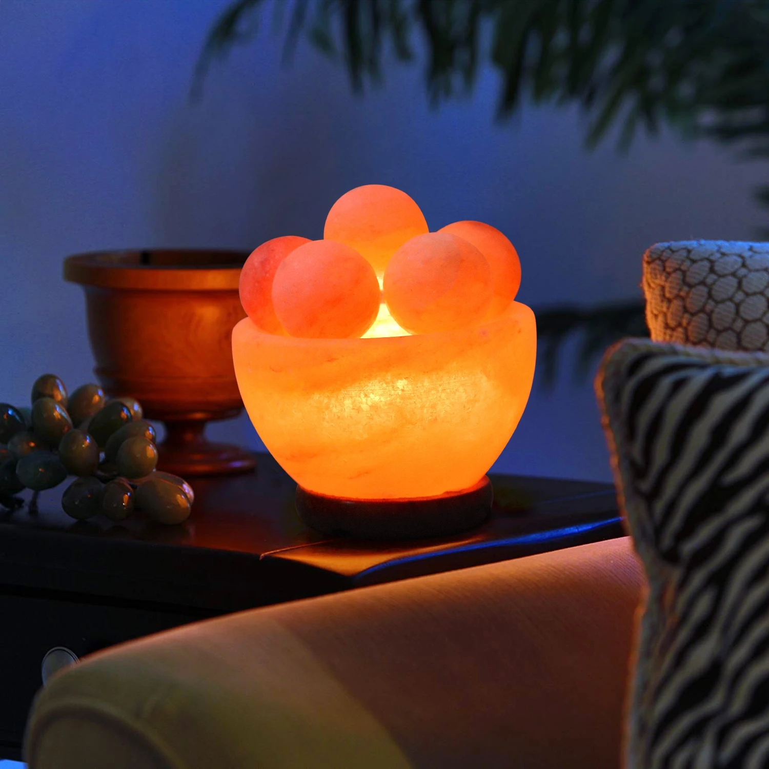 Fire Bowl Salt lamp with Round Balls