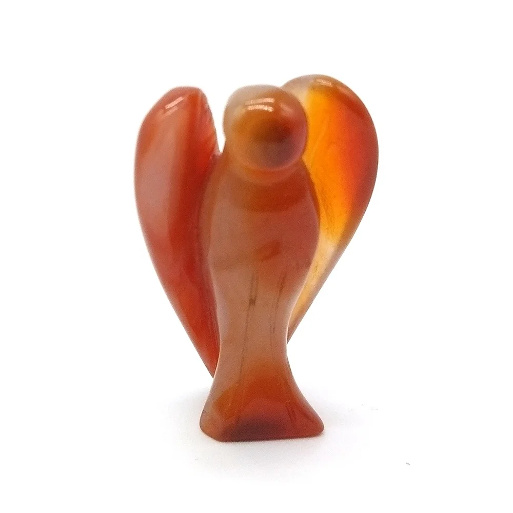 crystal angel Natural Red Carnelian stone angel Carved Natural Stone Figurine Jade Crystals angel Carved Polished