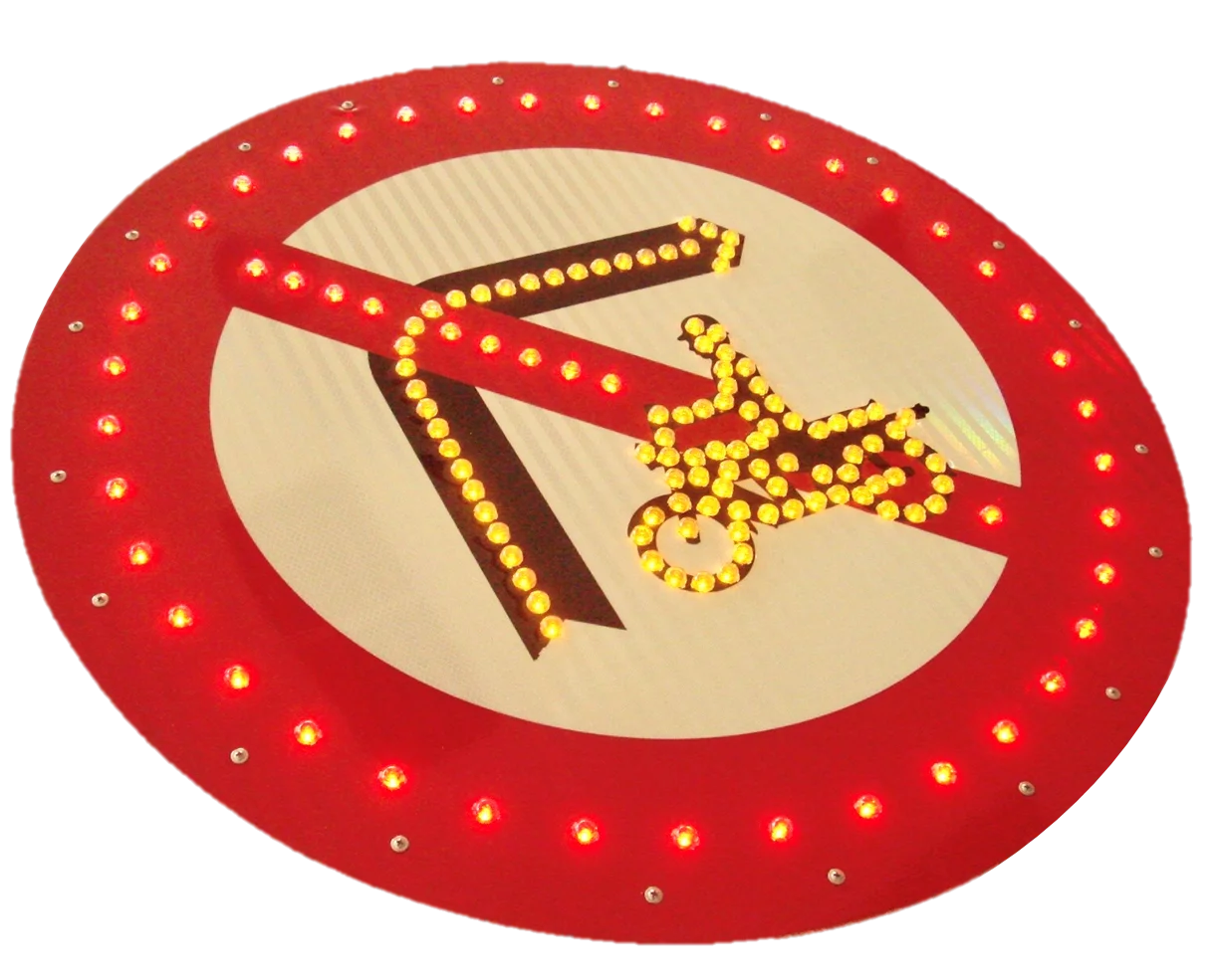 Solar LED Scooters & Bicycles Right Turn Prohibited Signs