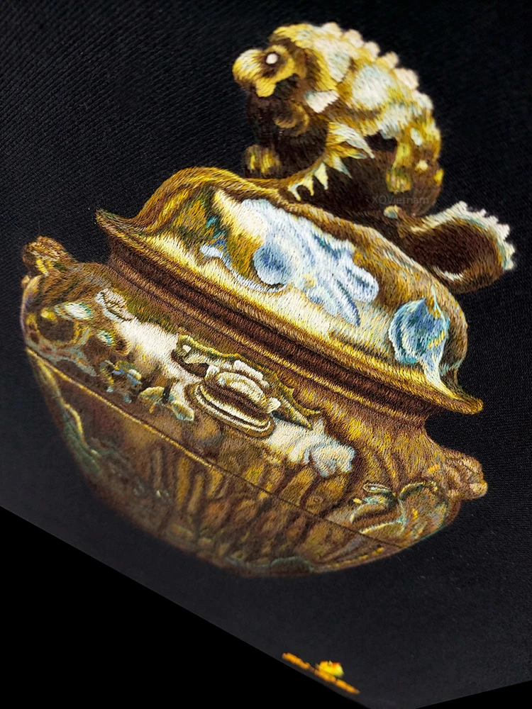 Traditional Style The Antique Jar 21 Still Life Hand Embroidery Paintings on Thread Silk Cotton