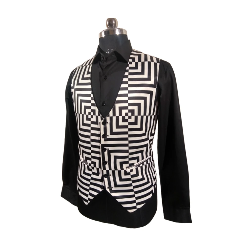 
Waistcoat Custom Design Printed Satin V-Neck Waistcoat 