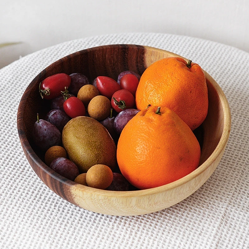 customizable design wooden acacia wooden soup bowl round large salad bowl