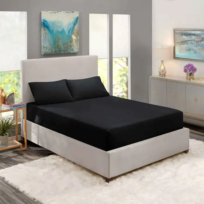 Factory Hot Sale  90G 100% Polyester Microfiber  Fitted Bed Sheet For Home wholesale