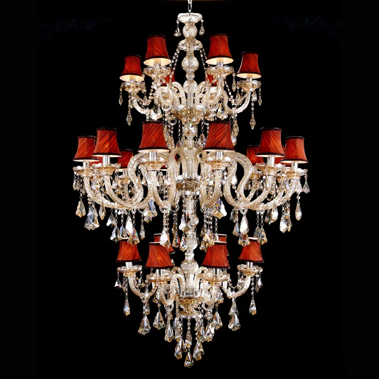 Energy saving large hotel lobby decorative european vintage led chandelier glass light modern crystal chandeliers luxury