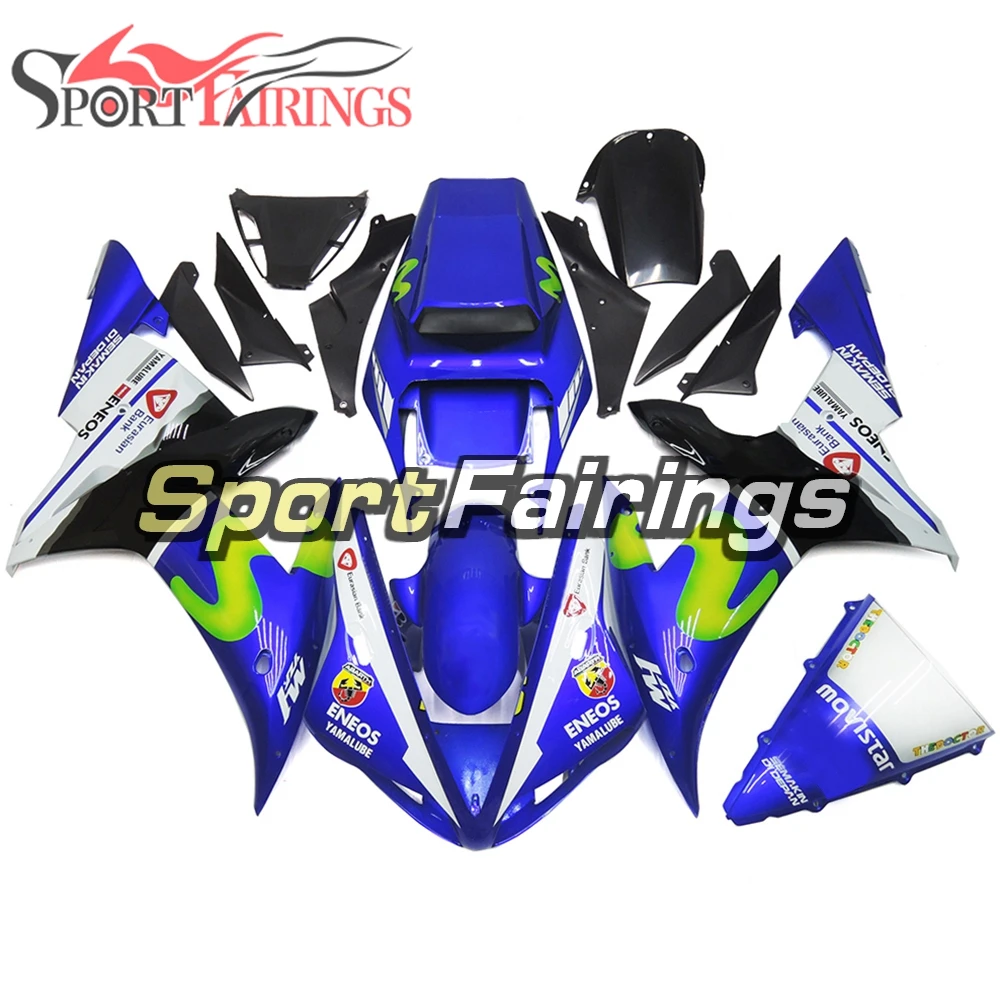 Movistar Blue White Motorcycles Fairings Fit for Yamaha YZF1000 R1 2002 2003 R1 02 03 Bodywork Kits includes seat cover