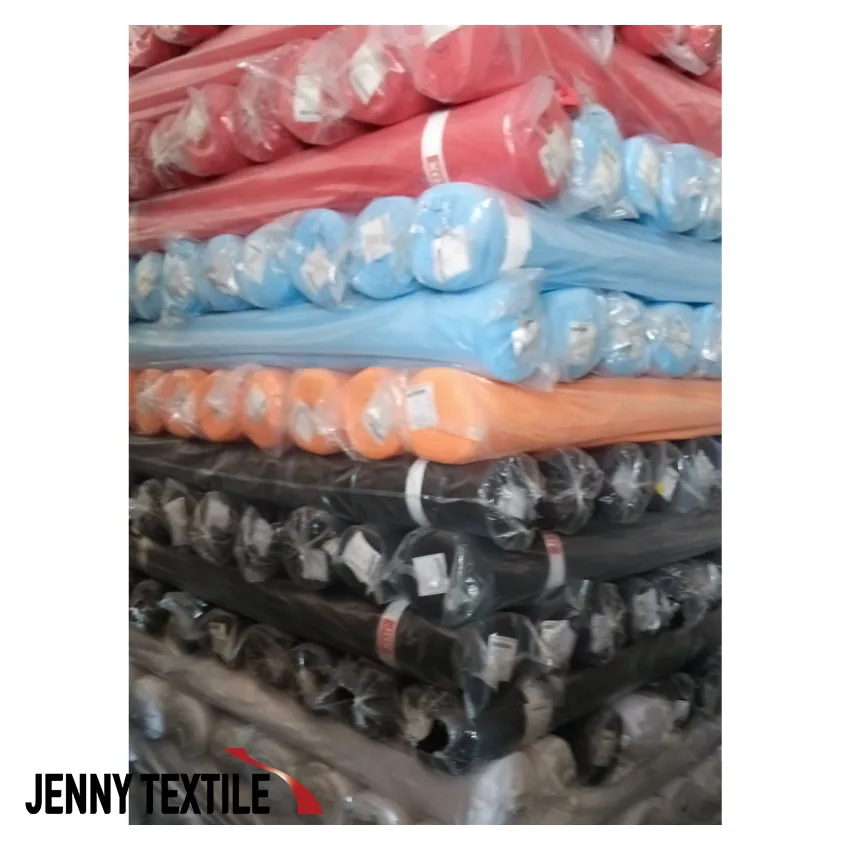 Korea Polyester Spandex fabric textiles stock lot Plain Dyed style many colors