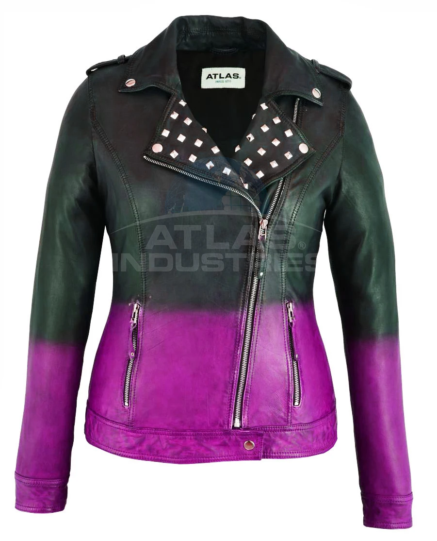 
Женская кожаная куртка голубого цвета-высококачественная блестящая байкерская куртка из натуральной овечьей кожи на молнии 