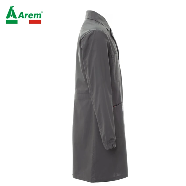 For B2B Work coat scientist color grey uniform custom logo worldwide researcher sample superior quality work company chemist