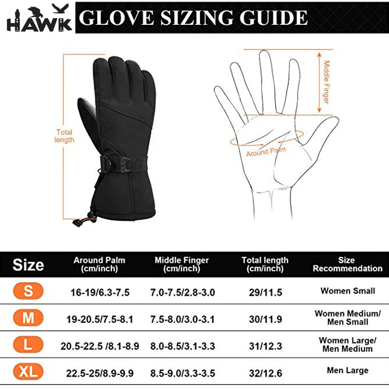 Men Gloves Winter Waterproof Ski Gloves Thermal Th insulate Snowboard Driving Snow Gloves