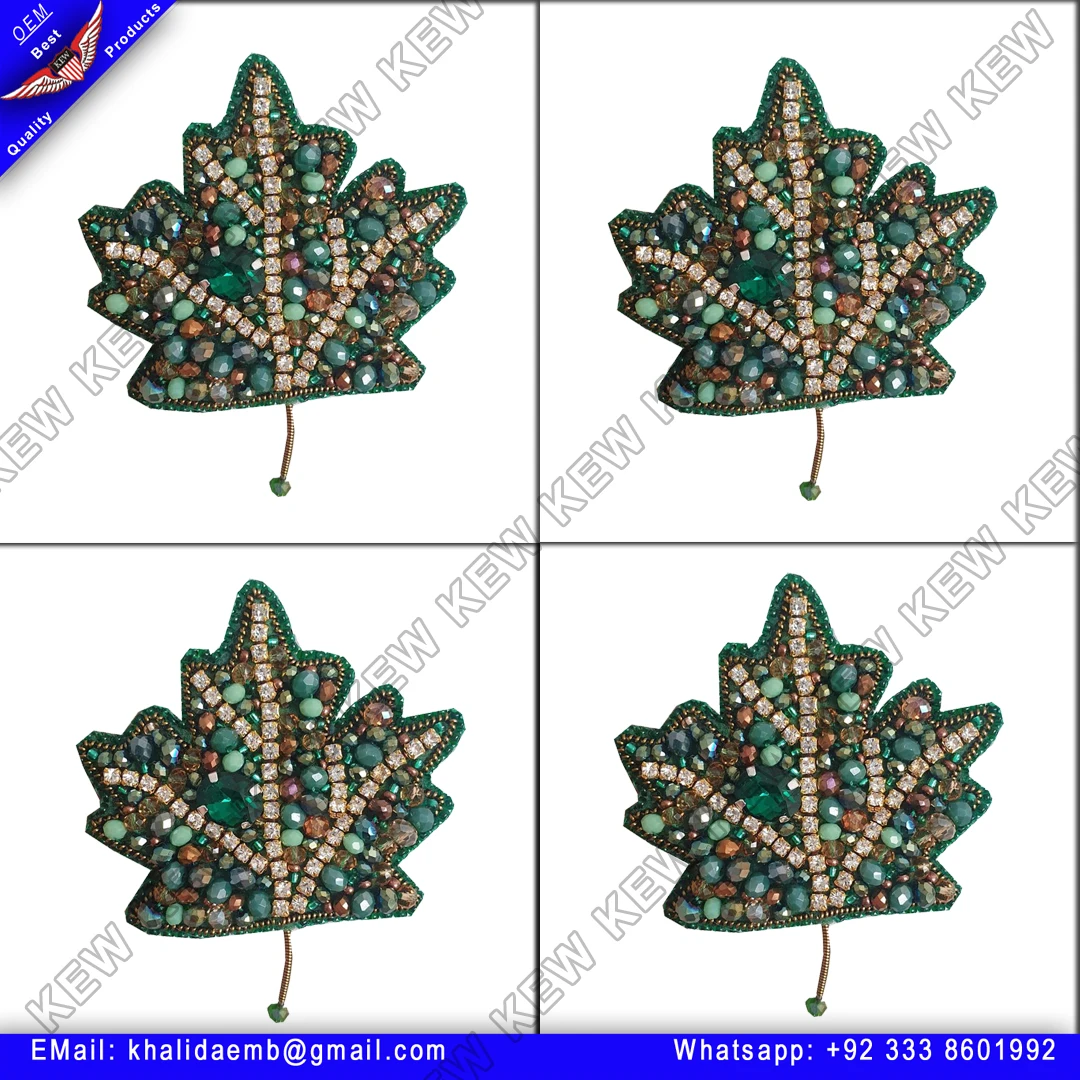 Beaded brooch,leaf design accessory beaded embroidery handmade unique mother gift brooches handmade party wedding USA UK Europe