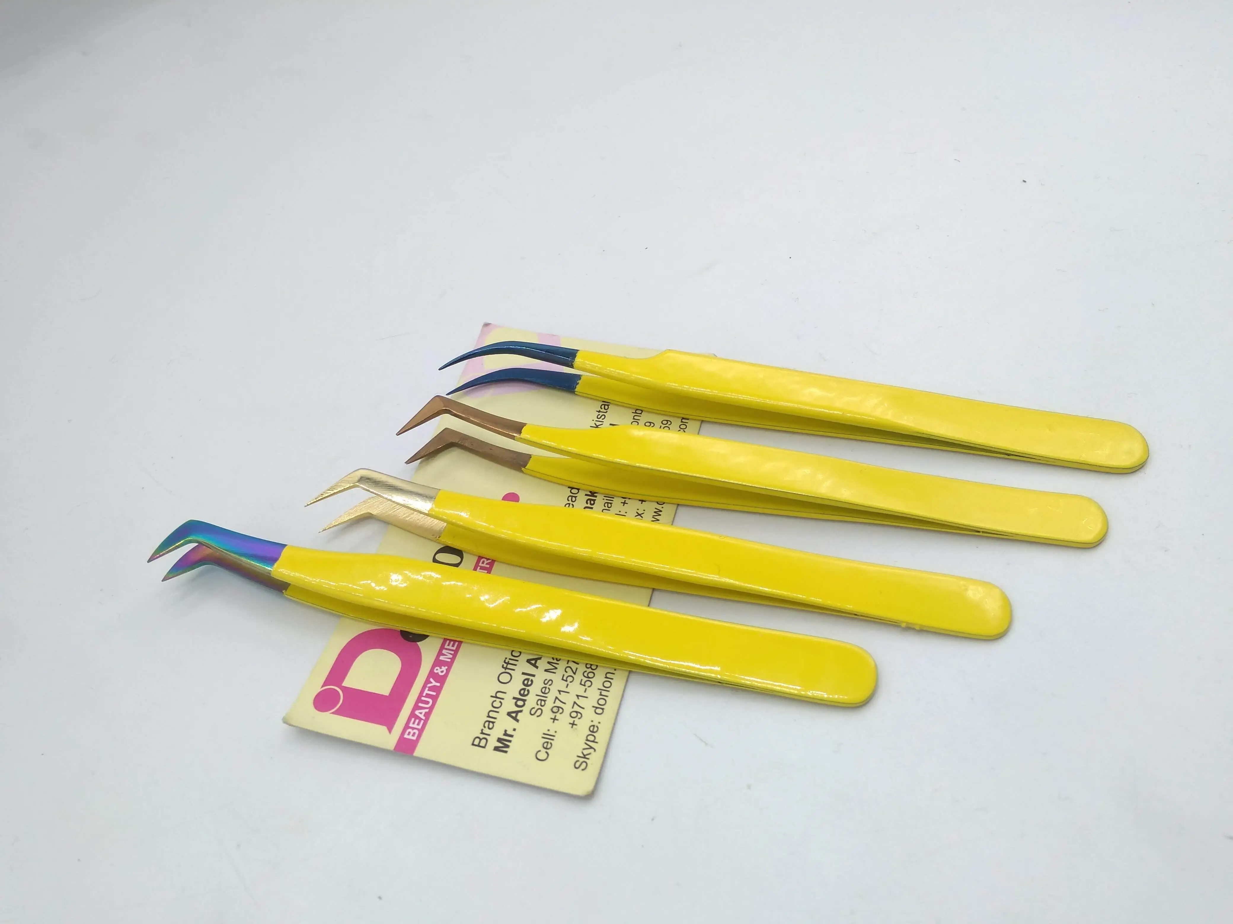 Пинцет для наращивания ресниц желтого цвета с плазменными насадками оптовая продажа Лучший увеличения объема