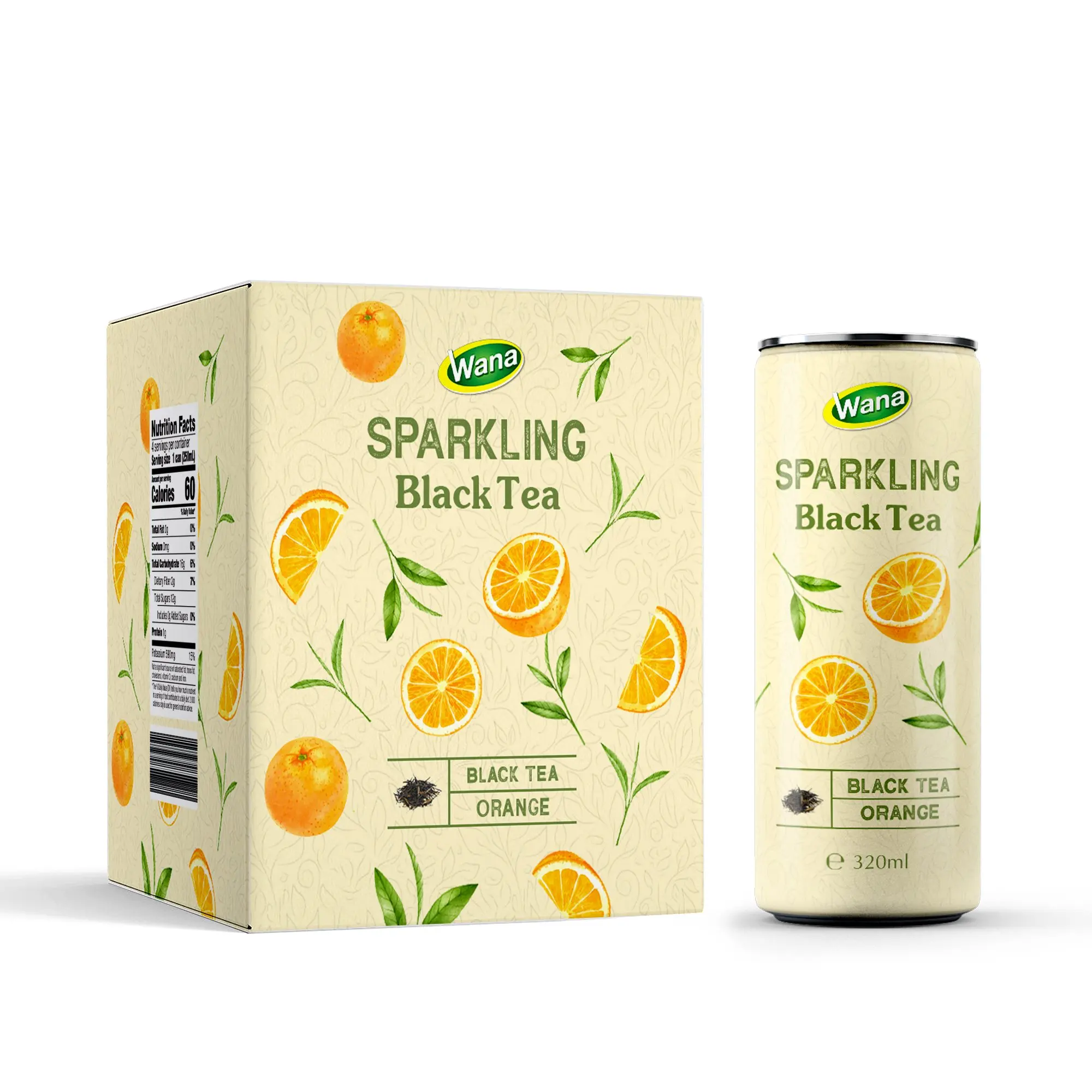 Здоровый газированный напиток из черного чая со вкусом клубники консервированный 320 мл