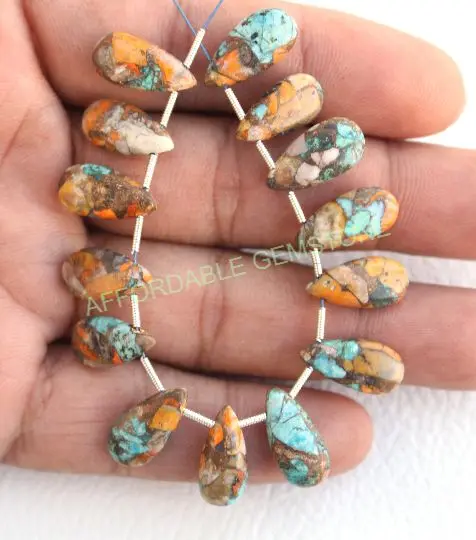 Oyster copper turquoise pear shape stone high quality stones top drilled gemstone cabochon gemstones loose pendant jewelry gems