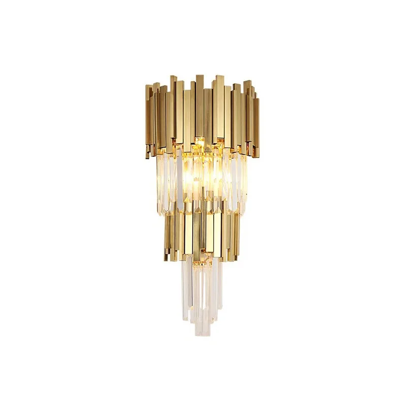 Modern Style Cylinder Wall Light Clear Glass 3 Lights Gold Wall Sconce for Living Room Bedroom Toilet Reading Room Lamp
