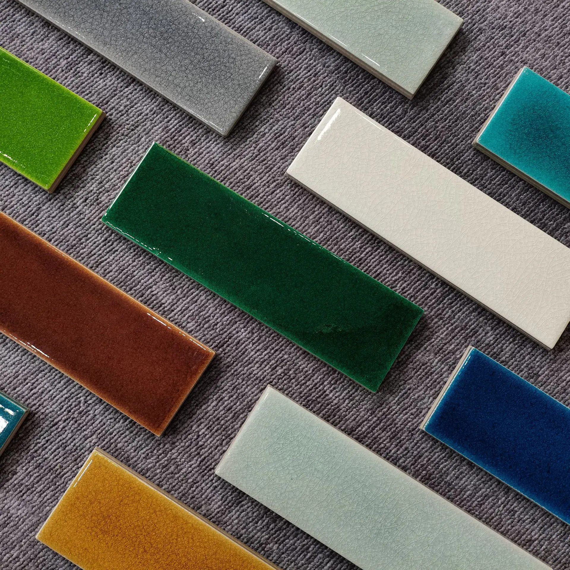 60x200mm Luxury Handmade Ice-Cracked Moroccan Ceramic Wall Bricks Polished Glazed Porcelain Art Tiles for Kitchen Bathroom Wall