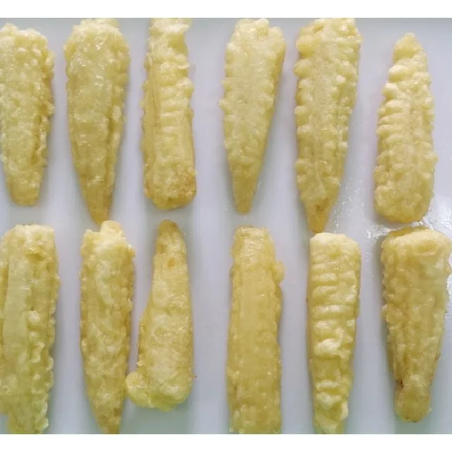 Whole IQF Frozen Pre-fried Baby Corn Tempura From Vietnam With PE Bag Packaging