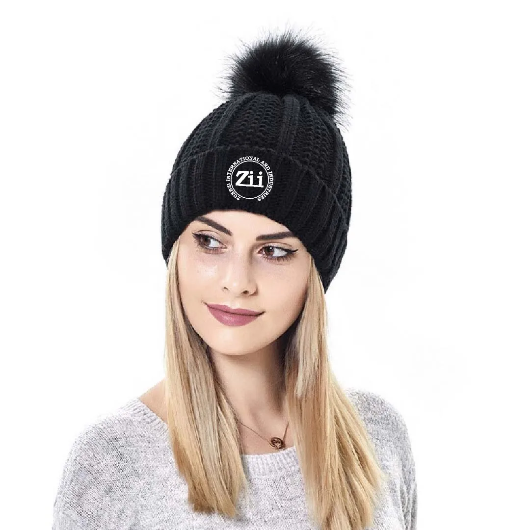 Hat warm fur ball cap pom poms winter hat for women knitted beanies cap brand thick female cap winter hat logo beanie satin line