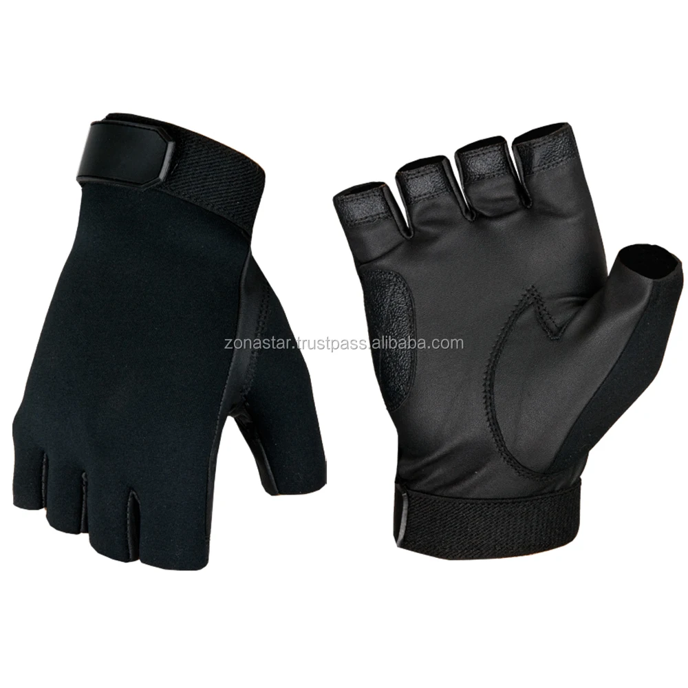 zonastar new 2020 half finger shooting wear tactical  cowhide leather wear  unlined thick leather wear saferty wear