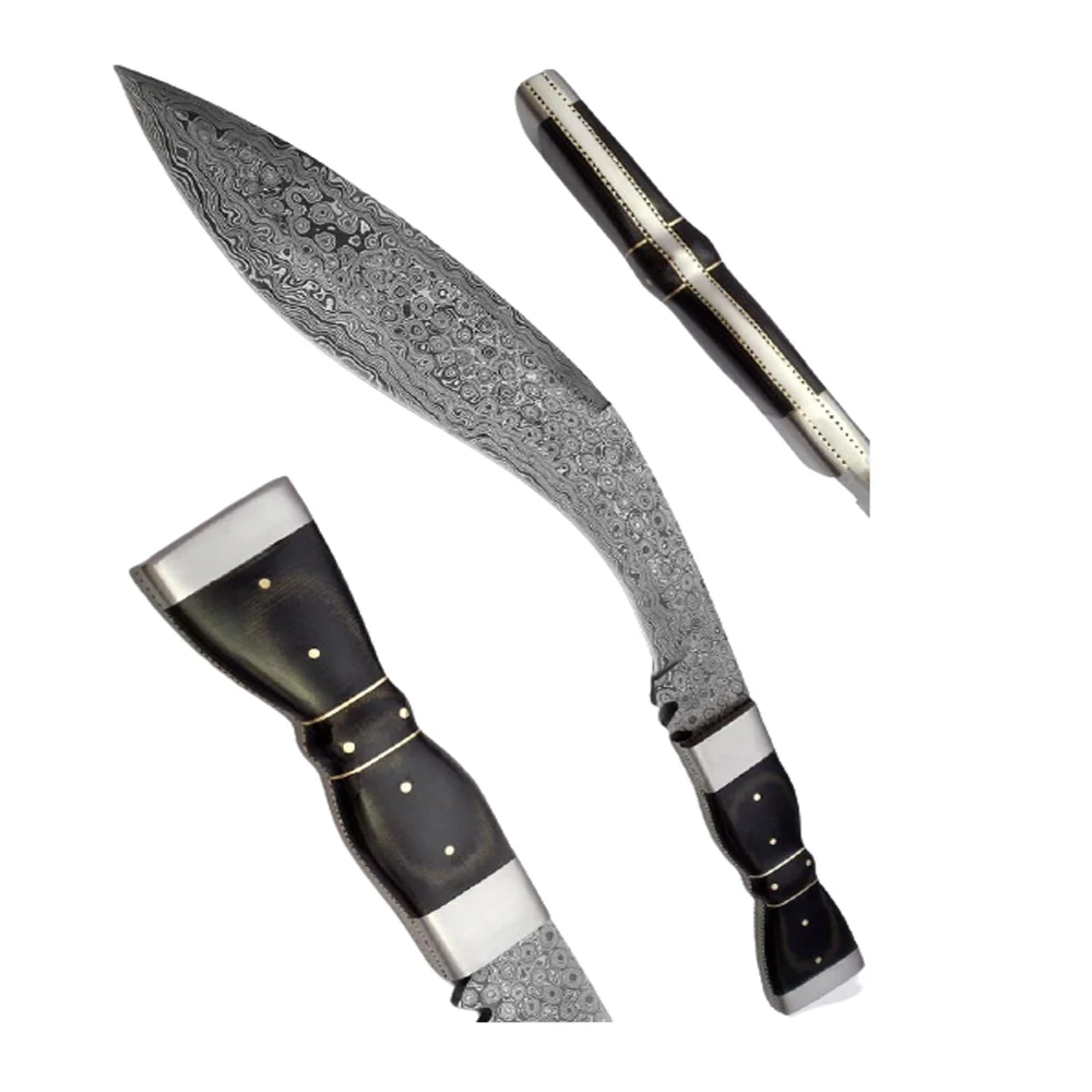 Охотничий нож KUKRI ручной работы из дамасской стали для выживания на природе
