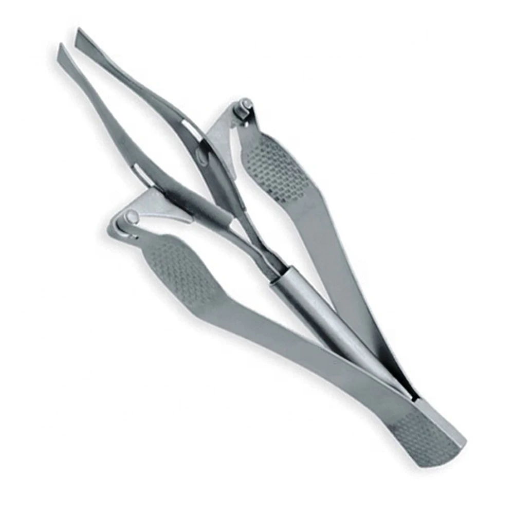 Automatic Eyebrow & Eyelash Tweezers Stainless Steel Satin Straight Slanted with Pointed & Rounded Tips Eyebrow Plucking Tool