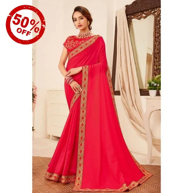 Silk Lace Bordered Wear Saree Quantity Indian Ethnic Silk Customized Fancy Awesome Style Time Lead Fabric Work 50% Off