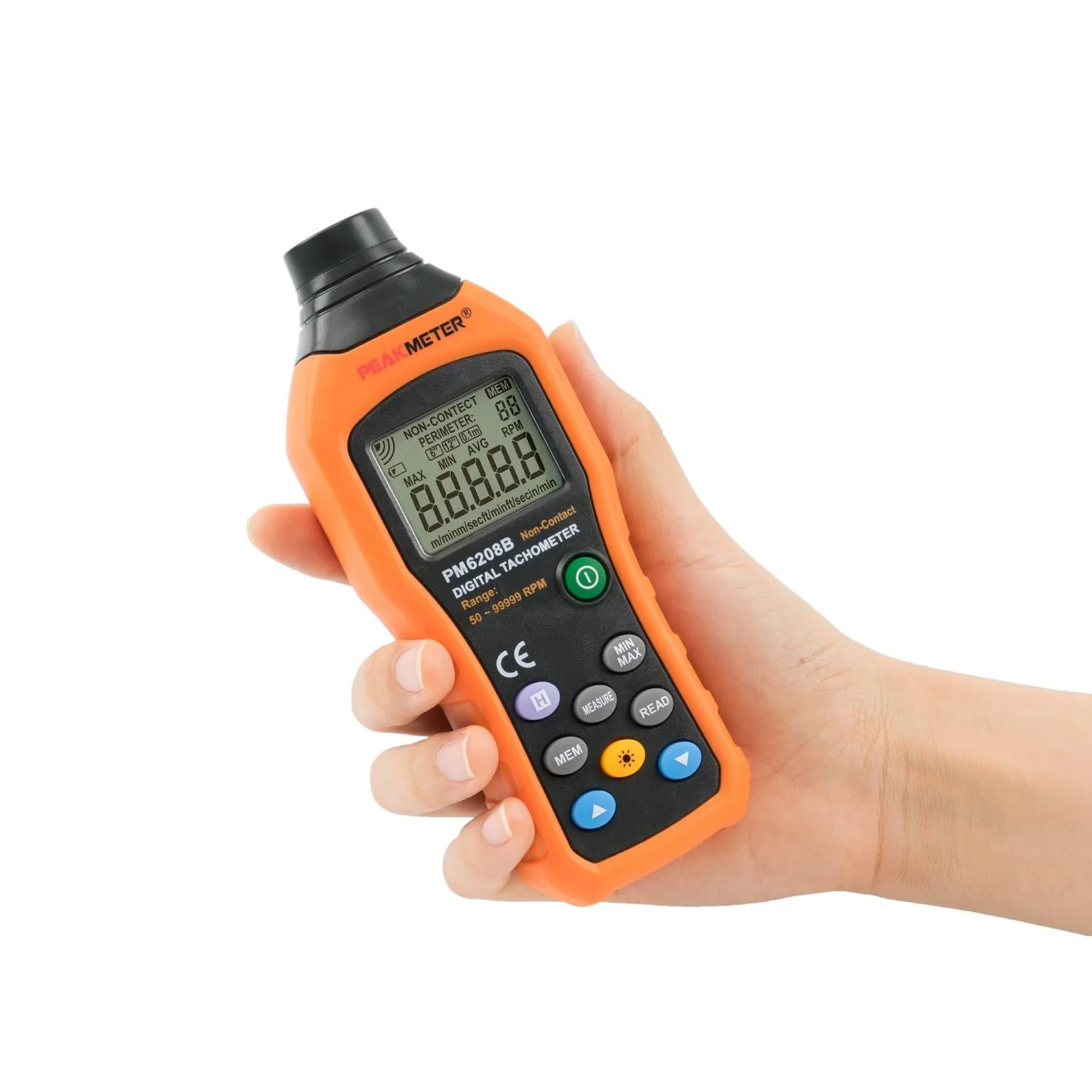 50~19999RPM high quality digital non contact tachometer PM6208B with 50-250mm measuring distance