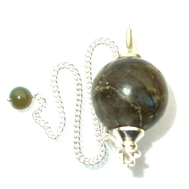
LATEST NATURAL Labradorite Crystal Gemstone Feng Shui Faceted Pendulum With Small Ball Buy from Orgone Export 