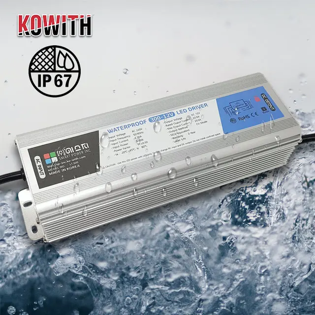 Constant Current AC DC 12V 300W LED Driver Waterproof IP67 SMPS Switching Power Supply For LED Lighting Modules Made in Korea