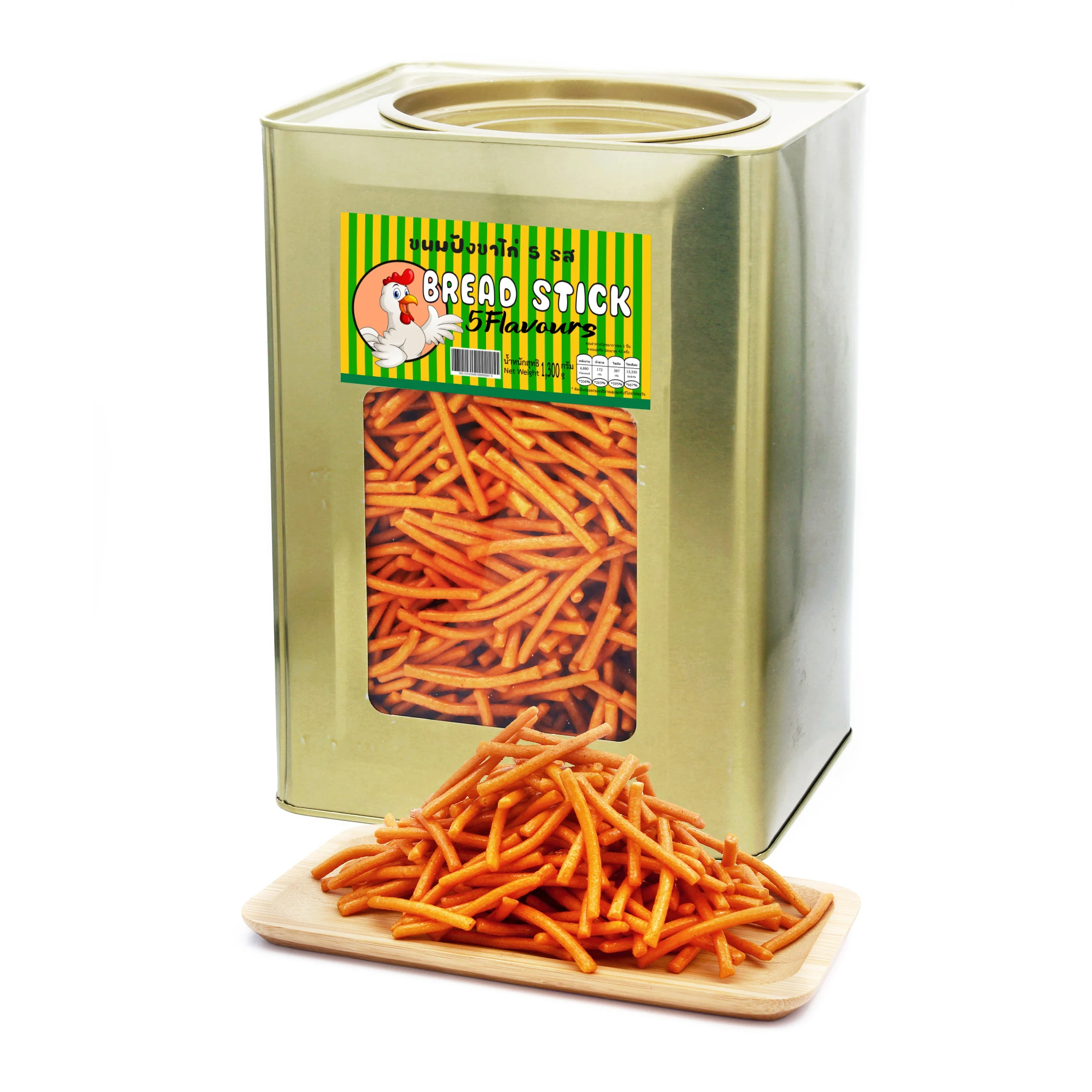 Thai bread sticks Caramel & Extra ingredient flavor Thai snack Crispy Thailand Breadsticks packing biscuit tin bucket 1.3kg