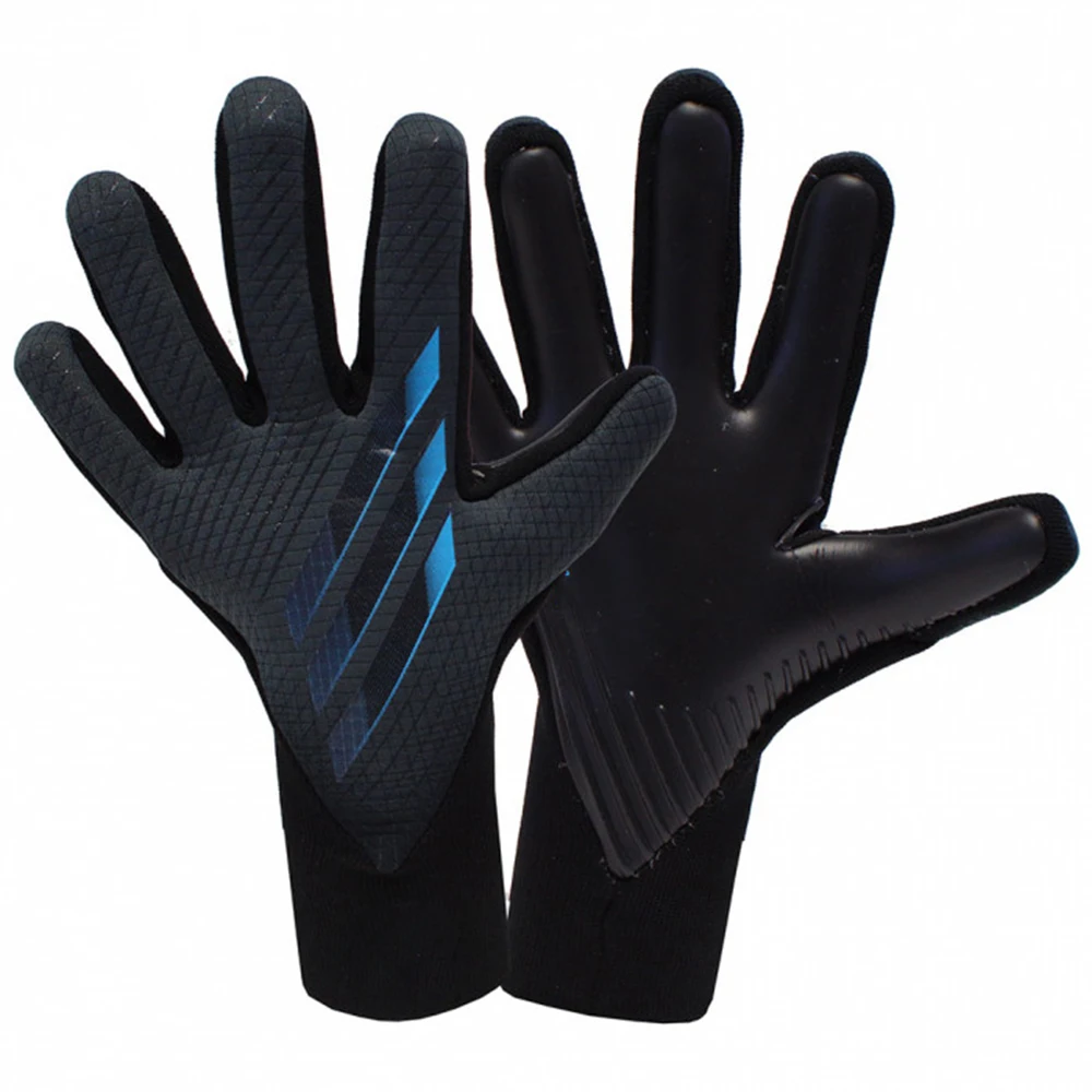 Чистые кожаные перчатки для вратаря игры в футбол черного цвета с частной этикеткой