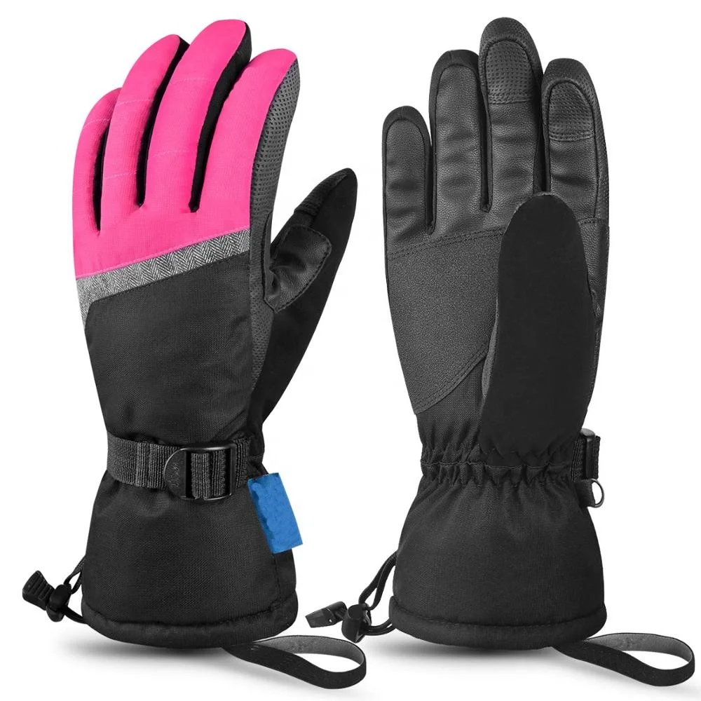 Ski Gloves Winter Waterproof Snowboard Snow 3M Thinsulate Warm Touchscreen Cold Weather Women Gloves Wrist Leashes