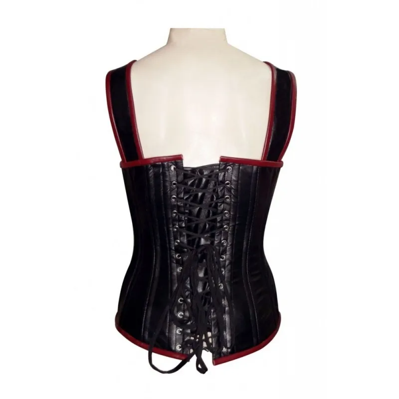 Steel Boned Leather Halter Cow Hide Corset Supplier Wholesale New Arrival High Waist Body Slimming Corset Supplier