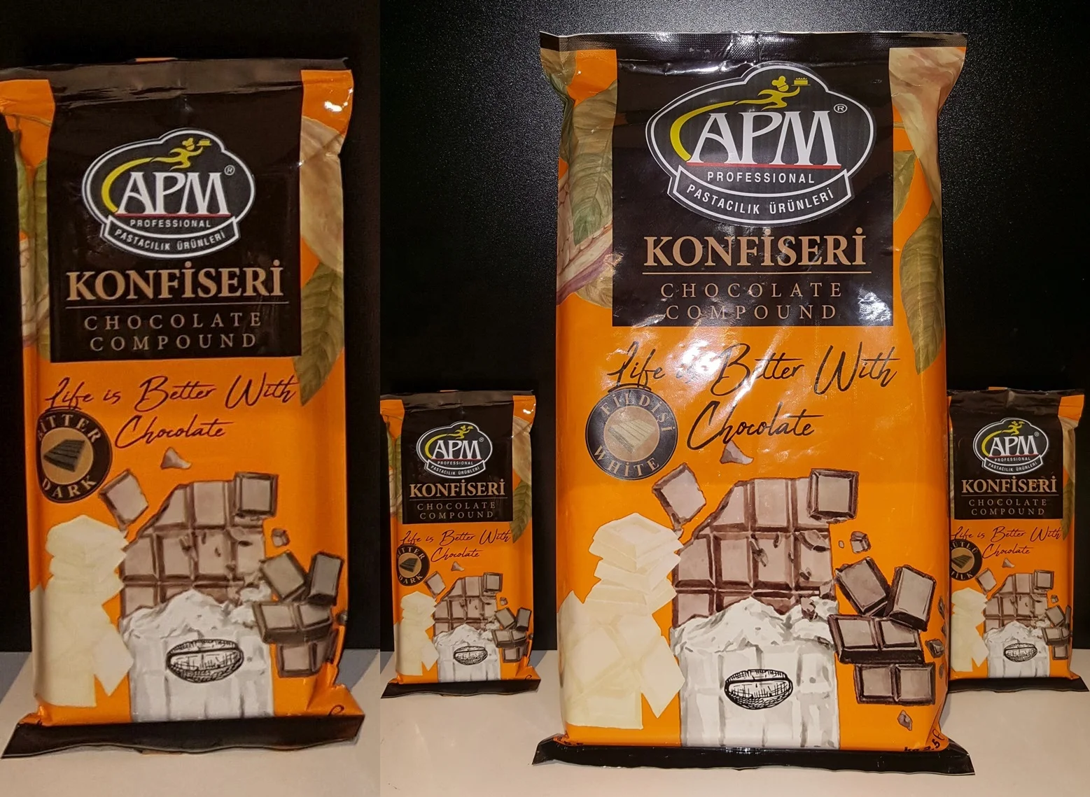 APM Dark Bitter, With Milk, White Confiserie Block Compound Chocolate For Confectionery, Pastry Sectors And Industries