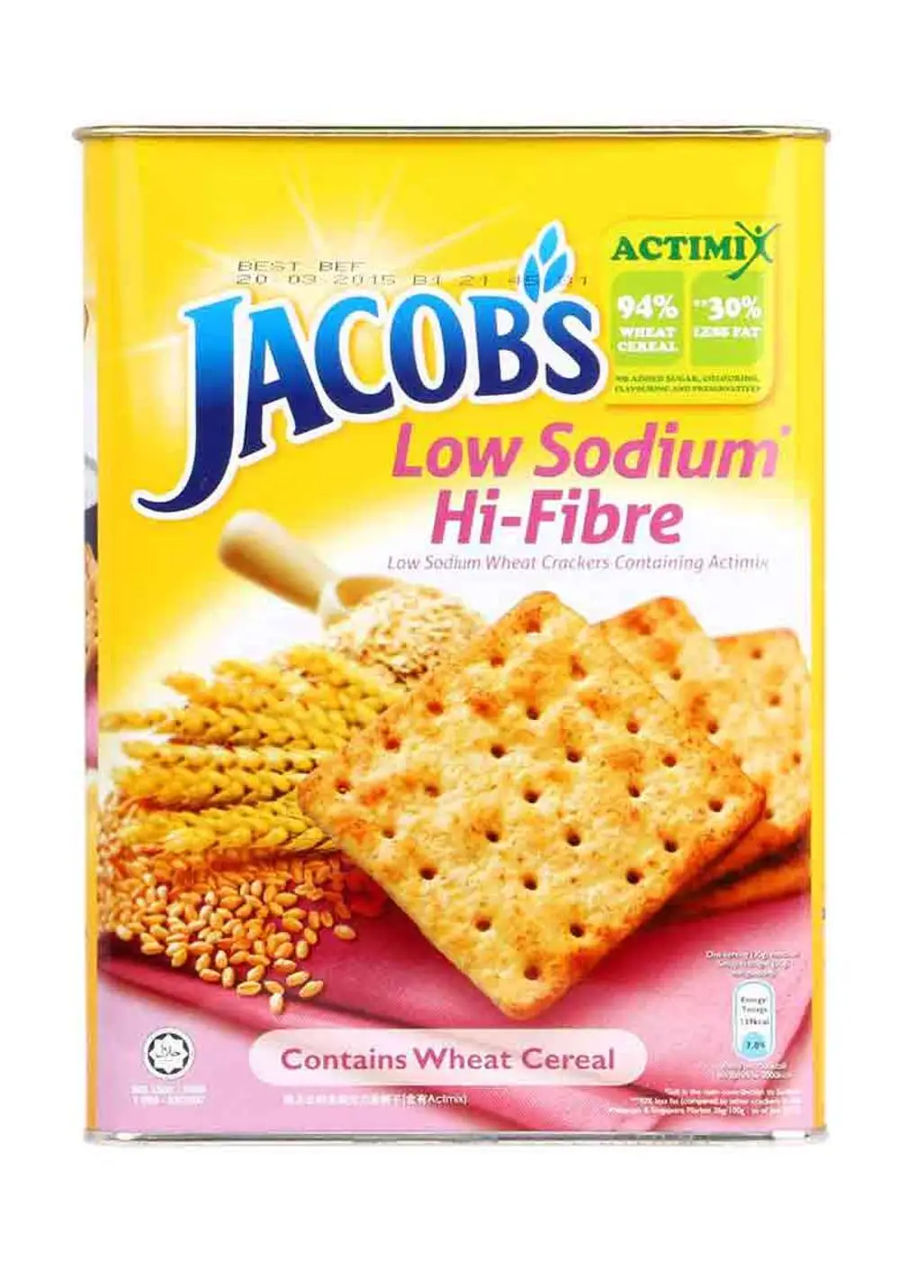Популярный малазийский бренд крекеры для печенья Jacob в олове из высококачественного волокна высокожелеза низкого натрия или