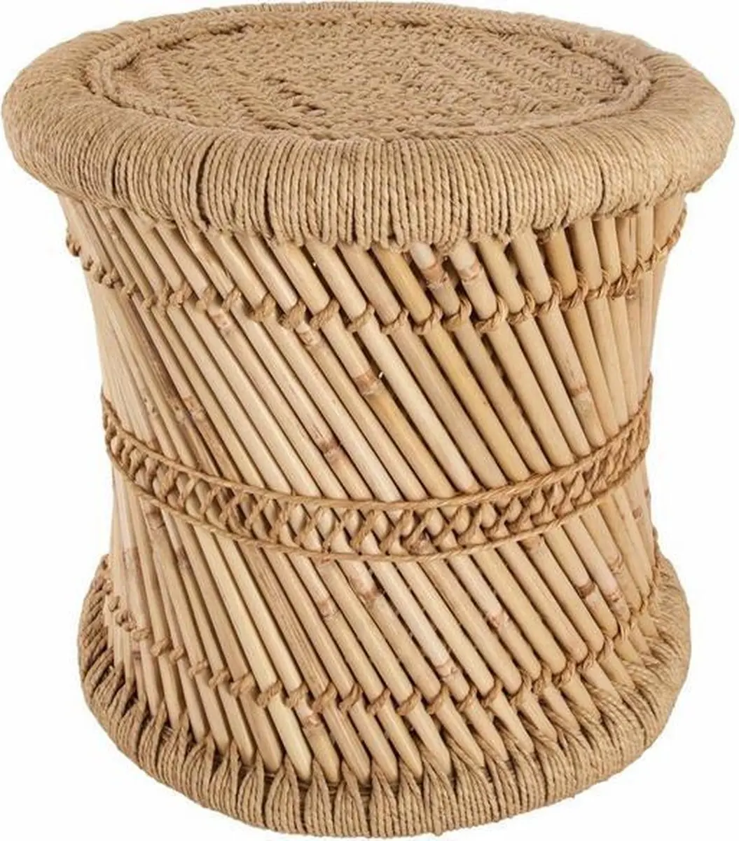 Бамбуковый круглый стол набор из 2 ручных плетеных табуретов ротанга черный и натуральный табурет