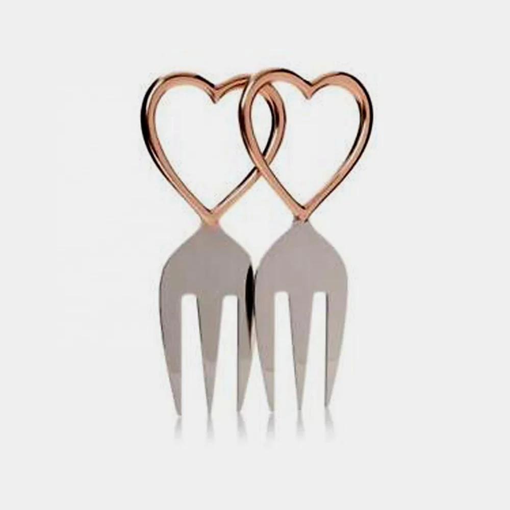 Table Top Heart Shape Design in End of Handle Cutlery Set Chinese Soup Spoon & Fork Set Unique Cutlery Set