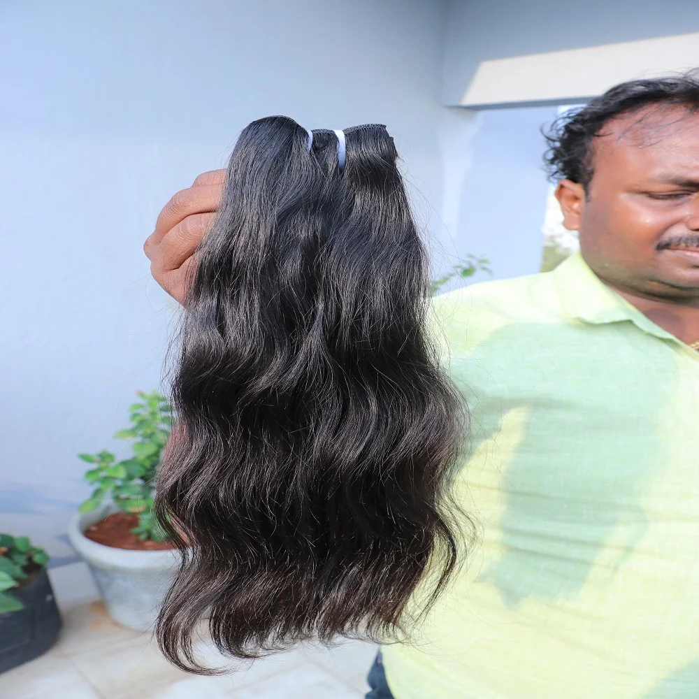 On Sale Machine weft Straight wavy Curly hair extensions Brand New Indian Human Hair  User Friendly Cuticle Aligned Virgin Hair