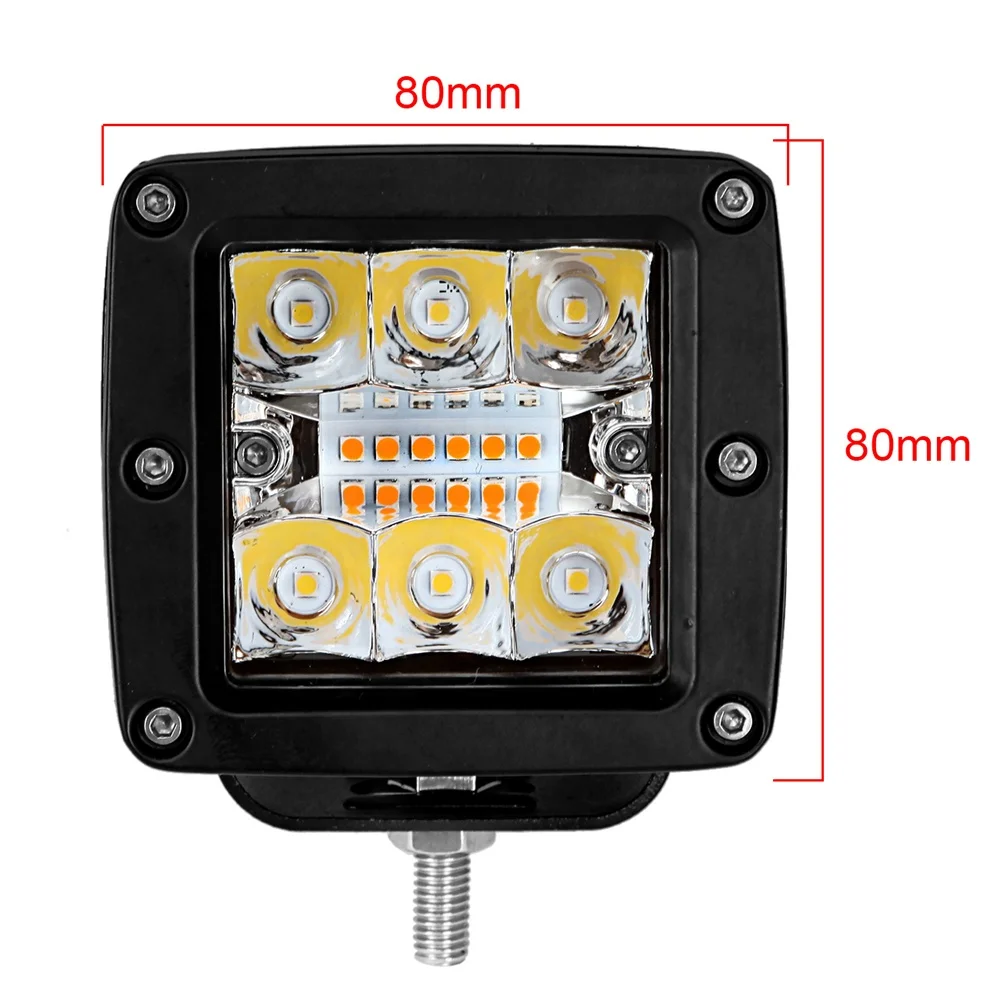 12v 3inch dual color smd led work light pod amber white flash strobe led cube driving light