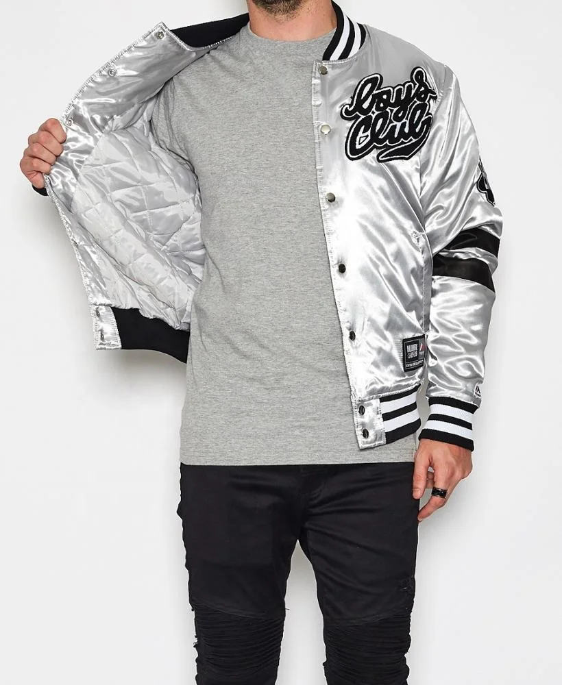 Chenille Embroidery Varsity Jackets / Custom Embroidery patch Baseball Jackets /  satin Bomber Jackets